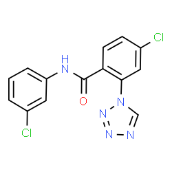 ChemSpider 2D Image | 4-Chloro-N-(3-chlorophenyl)-2-(1H-tetrazol-1-yl)benzamide | C14H9Cl2N5O