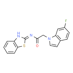 ChemSpider 2D Image | N-(1,3-Benzothiazol-2-yl)-2-(6-fluoro-1H-indol-1-yl)acetamide | C17H12FN3OS