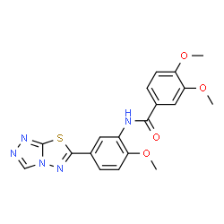 ChemSpider 2D Image | 3,4-Dimethoxy-N-[2-methoxy-5-([1,2,4]triazolo[3,4-b][1,3,4]thiadiazol-6-yl)phenyl]benzamide | C19H17N5O4S