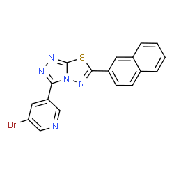ChemSpider 2D Image | 3-(5-Bromo-3-pyridinyl)-6-(2-naphthyl)[1,2,4]triazolo[3,4-b][1,3,4]thiadiazole | C18H10BrN5S