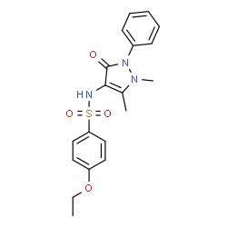 ChemSpider 2D Image | N-(1,5-Dimethyl-3-oxo-2-phenyl-2,3-dihydro-1H-pyrazol-4-yl)-4-ethoxybenzenesulfonamide | C19H21N3O4S