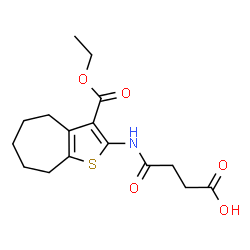 ChemSpider 2D Image | 4-{[3-(Ethoxycarbonyl)-5,6,7,8-tetrahydro-4H-cyclohepta[b]thiophen-2-yl]amino}-4-oxobutanoic acid | C16H21NO5S