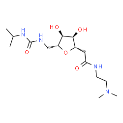 ChemSpider 2D Image | 2-[(2S,3R,4S,5R)-3,4-Dihydroxy-5-{[(isopropylcarbamoyl)amino]methyl}tetrahydro-2-furanyl]-N-[2-(dimethylamino)ethyl]acetamide | C15H30N4O5