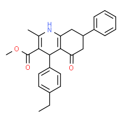 ChemSpider 2D Image | Methyl 4-(4-ethylphenyl)-2-methyl-5-oxo-7-phenyl-1,4,5,6,7,8-hexahydro-3-quinolinecarboxylate | C26H27NO3
