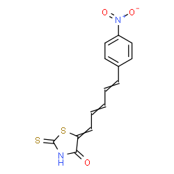ChemSpider 2D Image | 5-[5-(4-Nitrophenyl)-2,4-pentadien-1-ylidene]-2-thioxo-1,3-thiazolidin-4-one | C14H10N2O3S2
