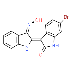 ChemSpider 2D Image | (3Z)-6-Bromo-3-[(3Z)-3-(hydroxyimino)-1,3-dihydro-2H-indol-2-ylidene]-1,3-dihydro-2H-indol-2-one | C16H10BrN3O2