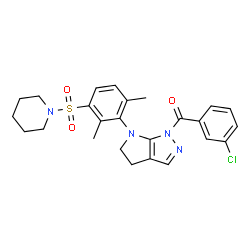 ChemSpider 2D Image | (3-Chlorophenyl){6-[2,6-dimethyl-3-(1-piperidinylsulfonyl)phenyl]-5,6-dihydropyrrolo[2,3-c]pyrazol-1(4H)-yl}methanone | C25H27ClN4O3S