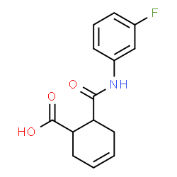 ChemSpider 2D Image | 6-[(3-Fluorophenyl)carbamoyl]-3-cyclohexene-1-carboxylic acid | C14H14FNO3