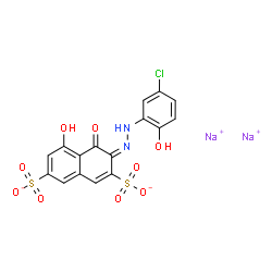 ChemSpider 2D Image | Disodium (3E)-3-[(5-chloro-2-hydroxyphenyl)hydrazono]-5-hydroxy-4-oxo-3,4-dihydro-2,7-naphthalenedisulfonate | C16H9ClN2Na2O9S2