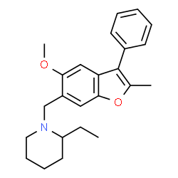 ChemSpider 2D Image | 2-Ethyl-1-[(5-methoxy-2-methyl-3-phenyl-1-benzofuran-6-yl)methyl]piperidine | C24H29NO2
