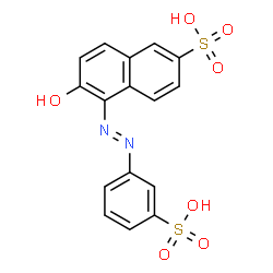 ChemSpider 2D Image | 6-Hydroxy-5-[2-(3-sulfophenyl)diazenyl]-2-naphthalenesulfonic acid | C16H12N2O7S2