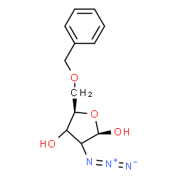 ChemSpider 2D Image | 2-Azido-5-O-benzyl-2-deoxy-beta-D-glycero-pentofuranose | C12H16N3O4