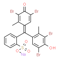 ChemSpider 2D Image | Sodium 2-[(Z)-(3,5-dibromo-4-hydroxy-2-methylphenyl)(3,5-dibromo-2-methyl-4-oxo-2,5-cyclohexadien-1-ylidene)methyl]benzenesulfonate | C21H13Br4NaO5S