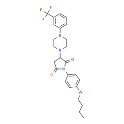 ChemSpider 2D Image | 1-(4-Butoxyphenyl)-3-{4-[3-(trifluoromethyl)phenyl]-1-piperazinyl}-2,5-pyrrolidinedione | C25H28F3N3O3