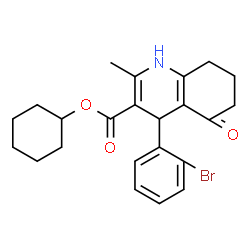 ChemSpider 2D Image | Cyclohexyl 4-(2-bromophenyl)-2-methyl-5-oxo-1,4,5,6,7,8-hexahydro-3-quinolinecarboxylate | C23H26BrNO3