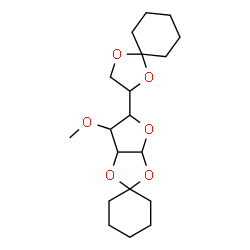 ChemSpider 2D Image | 5'-(1,4-Dioxaspiro[4.5]dec-2-yl)-6'-methoxytetrahydrospiro[cyclohexane-1,2'-furo[2,3-d][1,3]dioxole] | C19H30O6