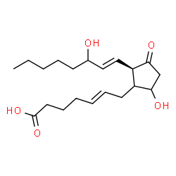 ChemSpider 2D Image | (5E,8xi,13E)-9,15-Dihydroxy-11-oxoprosta-5,13-dien-1-oic acid | C20H32O5