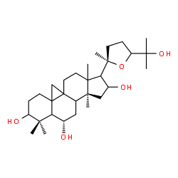 ChemSpider 2D Image | (5xi,6alpha,8xi,9xi,10xi,13xi,17xi,20R)-20,24-Epoxy-9,19-cyclolanostane-3,6,16,25-tetrol | C30H50O5
