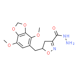 ChemSpider 2D Image | 5-[(4,7-Dimethoxy-1,3-benzodioxol-5-yl)methyl]-4,5-dihydro-1,2-oxazole-3-carbohydrazide | C14H17N3O6