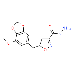 ChemSpider 2D Image | 5-[(7-Methoxy-1,3-benzodioxol-5-yl)methyl]-4,5-dihydro-1,2-oxazole-3-carbohydrazide | C13H15N3O5