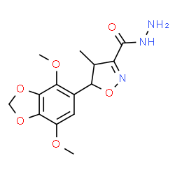 ChemSpider 2D Image | 5-(4,7-Dimethoxy-1,3-benzodioxol-5-yl)-4-methyl-4,5-dihydro-1,2-oxazole-3-carbohydrazide | C14H17N3O6