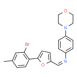 ChemSpider 2D Image | (Z)-1-[5-(2-Bromo-4-methylphenyl)-2-furyl]-N-[4-(4-morpholinyl)phenyl]methanimine | C22H21BrN2O2