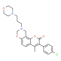 ChemSpider 2D Image | 3-(4-Chlorophenyl)-4-methyl-9-[3-(4-morpholinyl)propyl]-9,10-dihydro-2H,8H-chromeno[8,7-e][1,3]oxazin-2-one | C25H27ClN2O4