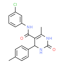 ChemSpider 2D Image | N-(3-Chlorophenyl)-6-methyl-4-(4-methylphenyl)-2-oxo-1,2,3,4-tetrahydro-5-pyrimidinecarboxamide | C19H18ClN3O2