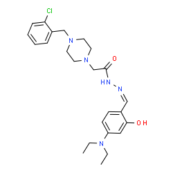 ChemSpider 2D Image | 2-[4-(2-Chlorobenzyl)-1-piperazinyl]-N'-{(Z)-[4-(diethylamino)-2-hydroxyphenyl]methylene}acetohydrazide | C24H32ClN5O2