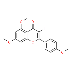 ChemSpider 2D Image | 3-Iodo-5,7-dimethoxy-2-(4-methoxy-; phenyl)-chromen-4-one | C18H15IO5