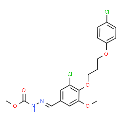 ChemSpider 2D Image | Methyl (2E)-2-{3-chloro-4-[3-(4-chlorophenoxy)propoxy]-5-methoxybenzylidene}hydrazinecarboxylate | C19H20Cl2N2O5