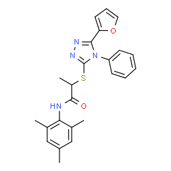 ChemSpider 2D Image | 2-{[5-(2-Furyl)-4-phenyl-4H-1,2,4-triazol-3-yl]sulfanyl}-N-mesitylpropanamide | C24H24N4O2S