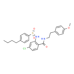 ChemSpider 2D Image | 2-{[(4-Butylphenyl)sulfonyl]amino}-4-chloro-N-[2-(4-methoxyphenyl)ethyl]benzamide | C26H29ClN2O4S