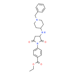ChemSpider 2D Image | Ethyl 4-{3-[(1-benzyl-4-piperidinyl)amino]-2,5-dioxo-1-pyrrolidinyl}benzoate | C25H29N3O4