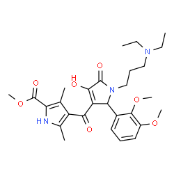 ChemSpider 2D Image | Methyl 4-({1-[3-(diethylamino)propyl]-2-(2,3-dimethoxyphenyl)-4-hydroxy-5-oxo-2,5-dihydro-1H-pyrrol-3-yl}carbonyl)-3,5-dimethyl-1H-pyrrole-2-carboxylate | C28H37N3O7