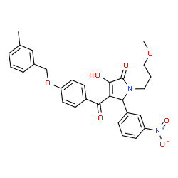 ChemSpider 2D Image | 3-Hydroxy-1-(3-methoxypropyl)-4-{4-[(3-methylbenzyl)oxy]benzoyl}-5-(3-nitrophenyl)-1,5-dihydro-2H-pyrrol-2-one | C29H28N2O7