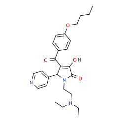 ChemSpider 2D Image | 4-(4-Butoxybenzoyl)-1-[2-(diethylamino)ethyl]-3-hydroxy-5-(4-pyridinyl)-1,5-dihydro-2H-pyrrol-2-one | C26H33N3O4