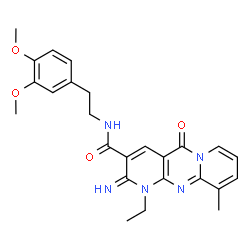 ChemSpider 2D Image | N-[2-(3,4-Dimethoxyphenyl)ethyl]-1-ethyl-2-imino-10-methyl-5-oxo-1,5-dihydro-2H-dipyrido[1,2-a:2',3'-d]pyrimidine-3-carboxamide | C25H27N5O4