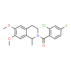 ChemSpider 2D Image | (2-Chloro-4-fluorophenyl)(6,7-dimethoxy-1-methyl-3,4-dihydro-2(1H)-isoquinolinyl)methanone | C19H19ClFNO3