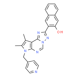 ChemSpider 2D Image | 3-[8,9-Dimethyl-7-(4-pyridinylmethyl)-7H-pyrrolo[3,2-e][1,2,4]triazolo[1,5-c]pyrimidin-2-yl]-2-naphthol | C25H20N6O