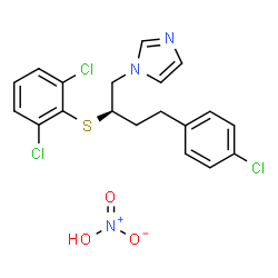 ChemSpider 2D Image | 1-{(2R)-4-(4-Chlorophenyl)-2-[(2,6-dichlorophenyl)sulfanyl]butyl}-1H-imidazole nitrate (1:1) | C19H18Cl3N3O3S