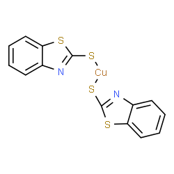 ChemSpider 2D Image | Copper(2+) bis(1,3-benzothiazole-2-thiolate) | C14H8CuN2S4