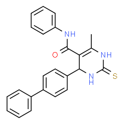 ChemSpider 2D Image | 4-(4-Biphenylyl)-6-methyl-N-phenyl-2-thioxo-1,2,3,4-tetrahydro-5-pyrimidinecarboxamide | C24H21N3OS