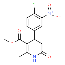ChemSpider 2D Image | Methyl 4-(4-chloro-3-nitrophenyl)-2-methyl-6-oxo-1,4,5,6-tetrahydro-3-pyridinecarboxylate | C14H13ClN2O5
