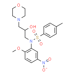 ChemSpider 2D Image | N-[2-Hydroxy-3-(4-morpholinyl)propyl]-N-(2-methoxy-5-nitrophenyl)-4-methylbenzenesulfonamide | C21H27N3O7S