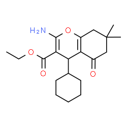 ChemSpider 2D Image | Ethyl 2-amino-4-cyclohexyl-7,7-dimethyl-5-oxo-5,6,7,8-tetrahydro-4H-chromene-3-carboxylate | C20H29NO4