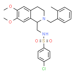 ChemSpider 2D Image | 4-Chloro-N-{[6,7-dimethoxy-2-(2-methylbenzyl)-1,2,3,4-tetrahydro-1-isoquinolinyl]methyl}benzenesulfonamide | C26H29ClN2O4S