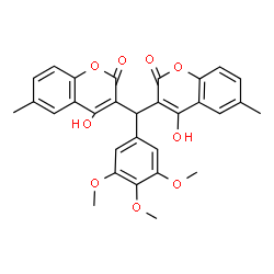 ChemSpider 2D Image | 3,3'-[(3,4,5-Trimethoxyphenyl)methylene]bis(4-hydroxy-6-methyl-2H-chromen-2-one) | C30H26O9