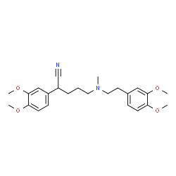 ChemSpider 2D Image | 2-(3,4-Dimethoxyphenyl)-5-{[2-(3,4-dimethoxyphenyl)ethyl](methyl)amino}pentanenitrile | C24H32N2O4