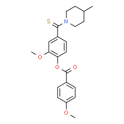 ChemSpider 2D Image | 2-Methoxy-4-[(4-methylpiperidin-1-yl)carbothioyl]phenyl 4-methoxybenzoate | C22H25NO4S